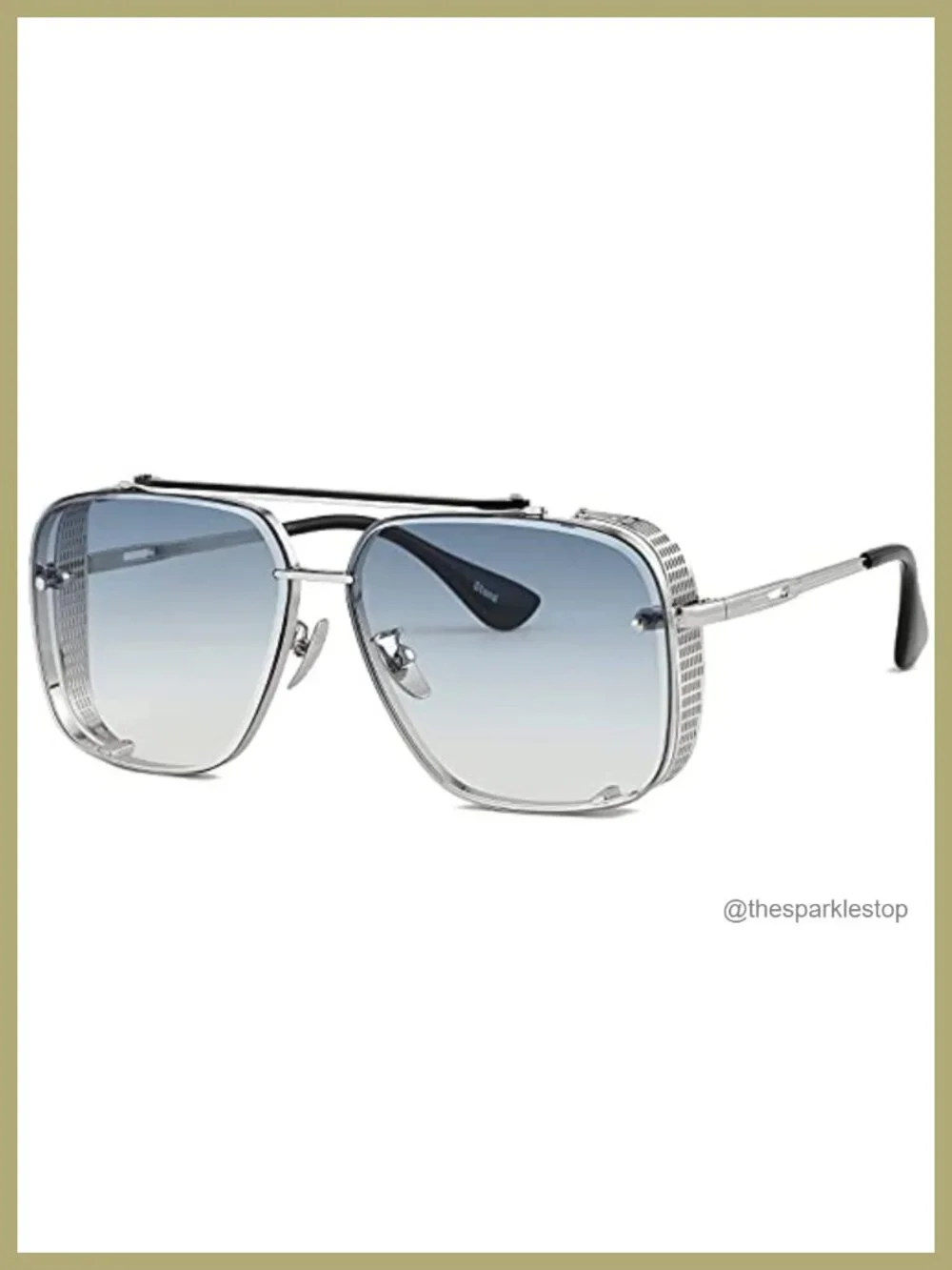 Oversized Square Aviator Gradient Sunglasses Metal Side Shield Steampunk 64mm